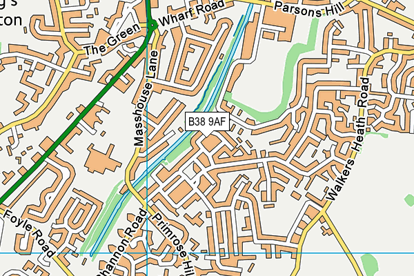 B38 9AF map - OS VectorMap District (Ordnance Survey)