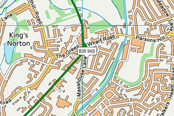 B38 9AS map - OS VectorMap District (Ordnance Survey)