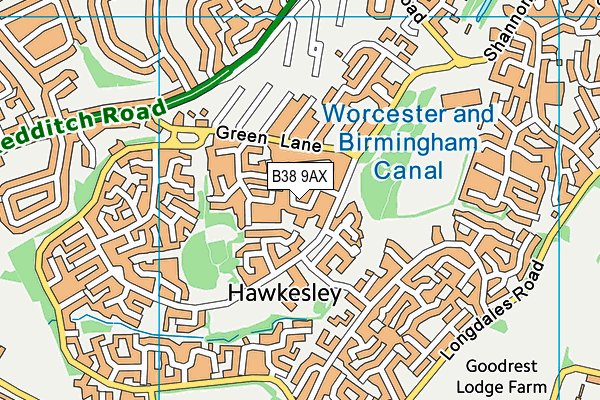 B38 9AX map - OS VectorMap District (Ordnance Survey)