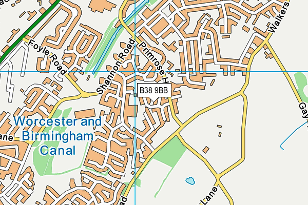 B38 9BB map - OS VectorMap District (Ordnance Survey)
