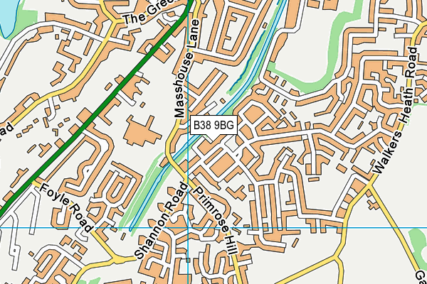 B38 9BG map - OS VectorMap District (Ordnance Survey)