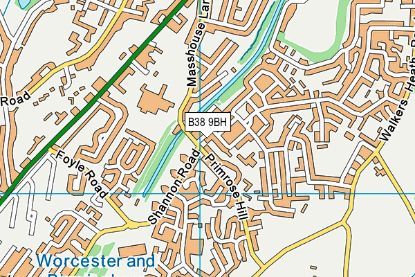 B38 9BH map - OS VectorMap District (Ordnance Survey)