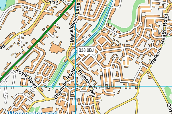 B38 9BJ map - OS VectorMap District (Ordnance Survey)