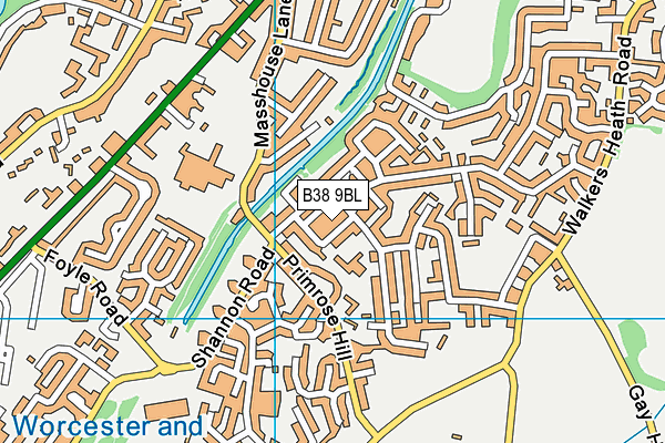 B38 9BL map - OS VectorMap District (Ordnance Survey)
