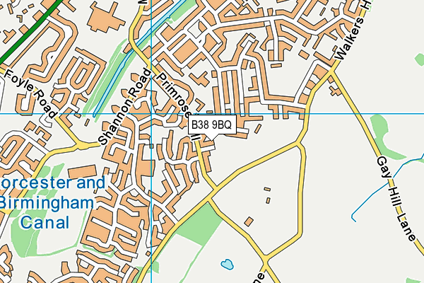 B38 9BQ map - OS VectorMap District (Ordnance Survey)