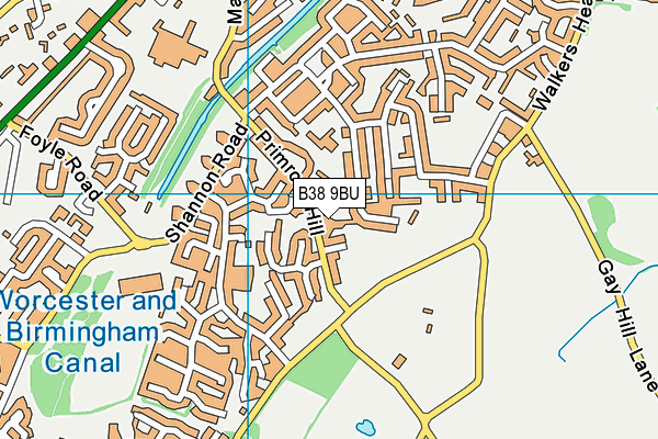 B38 9BU map - OS VectorMap District (Ordnance Survey)