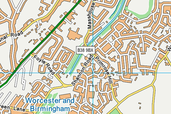 B38 9BX map - OS VectorMap District (Ordnance Survey)