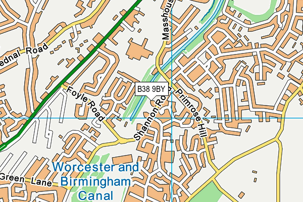 B38 9BY map - OS VectorMap District (Ordnance Survey)