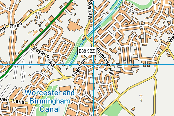 B38 9BZ map - OS VectorMap District (Ordnance Survey)