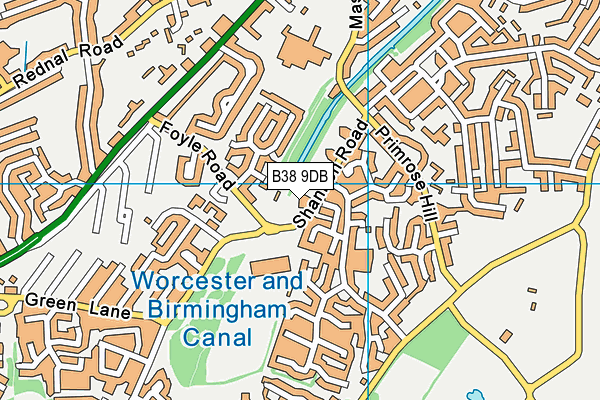 B38 9DB map - OS VectorMap District (Ordnance Survey)