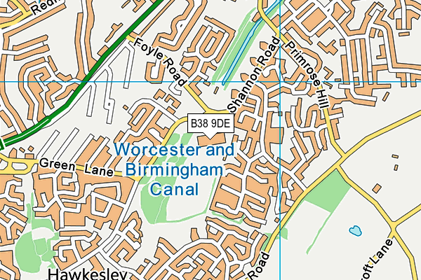 B38 9DE map - OS VectorMap District (Ordnance Survey)