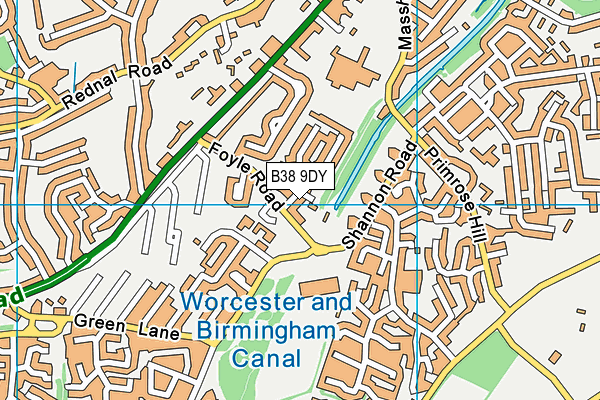 B38 9DY map - OS VectorMap District (Ordnance Survey)