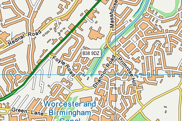 B38 9DZ map - OS VectorMap District (Ordnance Survey)