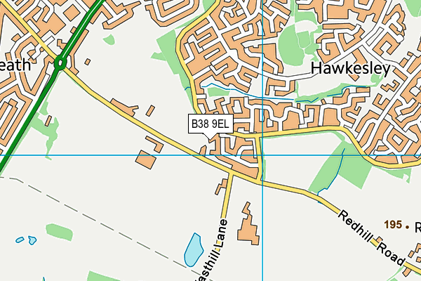 B38 9EL map - OS VectorMap District (Ordnance Survey)