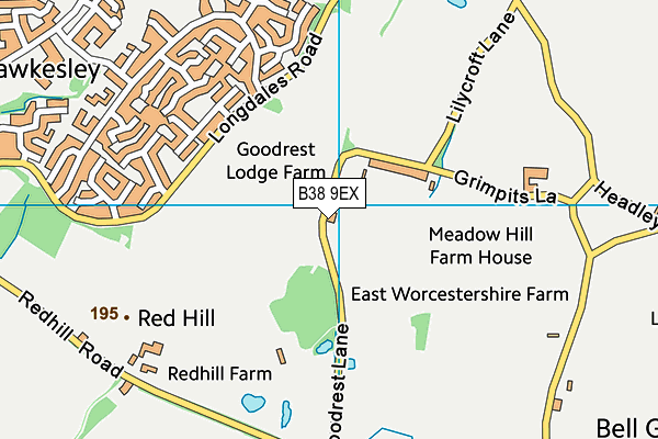 B38 9EX map - OS VectorMap District (Ordnance Survey)