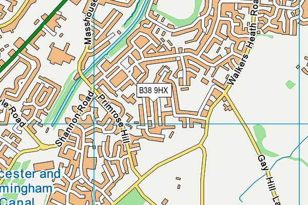B38 9HX map - OS VectorMap District (Ordnance Survey)