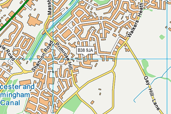 B38 9JA map - OS VectorMap District (Ordnance Survey)