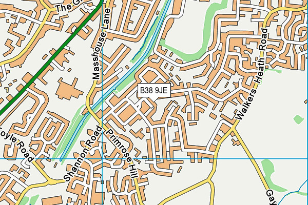 B38 9JE map - OS VectorMap District (Ordnance Survey)