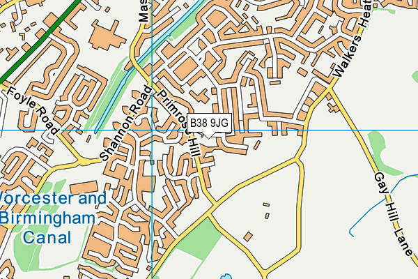 B38 9JG map - OS VectorMap District (Ordnance Survey)