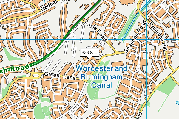 B38 9JU map - OS VectorMap District (Ordnance Survey)