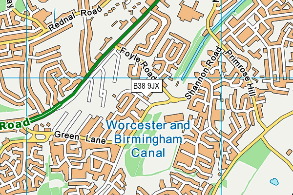 B38 9JX map - OS VectorMap District (Ordnance Survey)