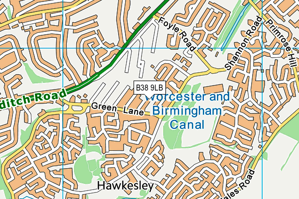 B38 9LB map - OS VectorMap District (Ordnance Survey)