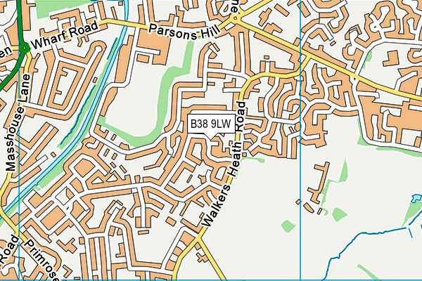 B38 9LW map - OS VectorMap District (Ordnance Survey)