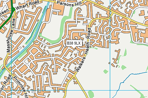 B38 9LX map - OS VectorMap District (Ordnance Survey)