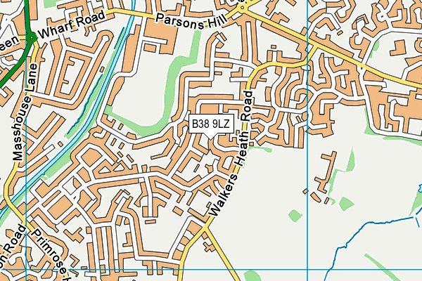 B38 9LZ map - OS VectorMap District (Ordnance Survey)