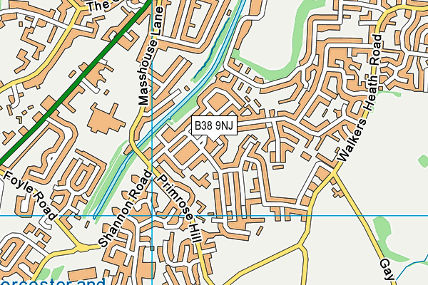 B38 9NJ map - OS VectorMap District (Ordnance Survey)