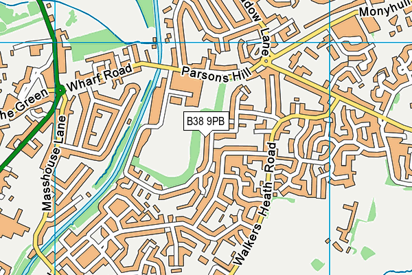 B38 9PB map - OS VectorMap District (Ordnance Survey)