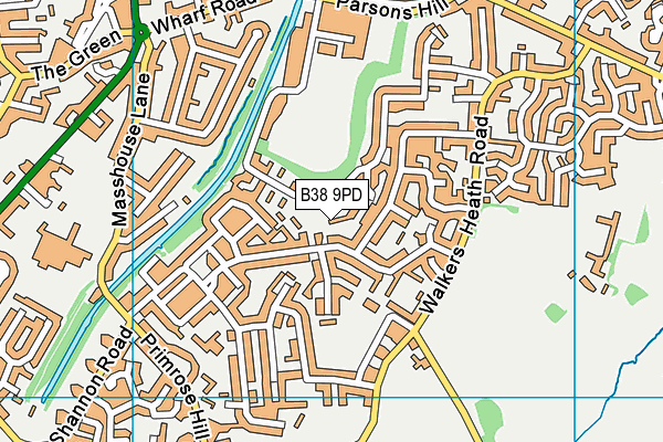 B38 9PD map - OS VectorMap District (Ordnance Survey)