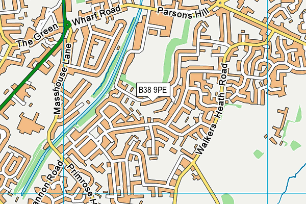 B38 9PE map - OS VectorMap District (Ordnance Survey)