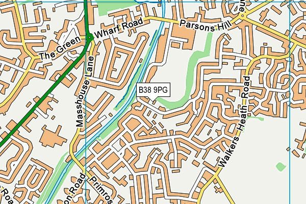 B38 9PG map - OS VectorMap District (Ordnance Survey)