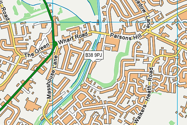 B38 9PJ map - OS VectorMap District (Ordnance Survey)