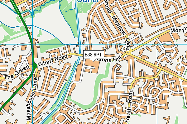 B38 9PT map - OS VectorMap District (Ordnance Survey)