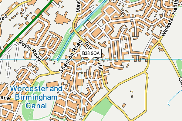 B38 9QA map - OS VectorMap District (Ordnance Survey)