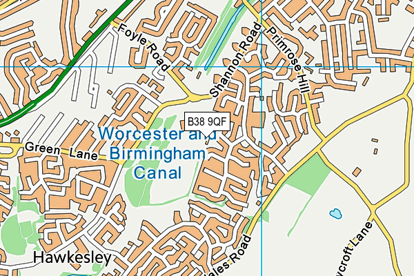 B38 9QF map - OS VectorMap District (Ordnance Survey)