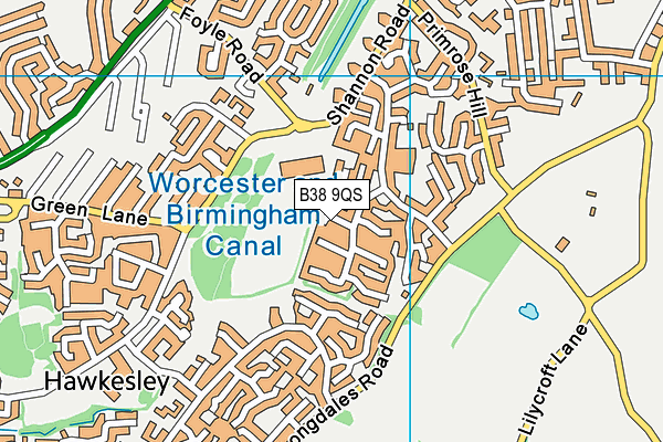 B38 9QS map - OS VectorMap District (Ordnance Survey)