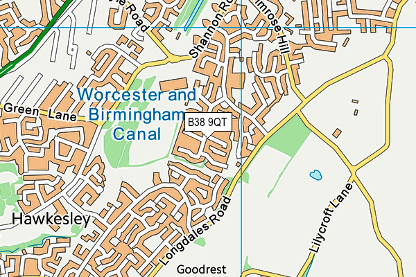 B38 9QT map - OS VectorMap District (Ordnance Survey)