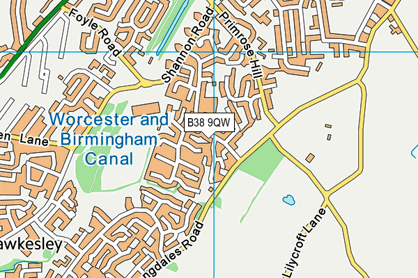 B38 9QW map - OS VectorMap District (Ordnance Survey)