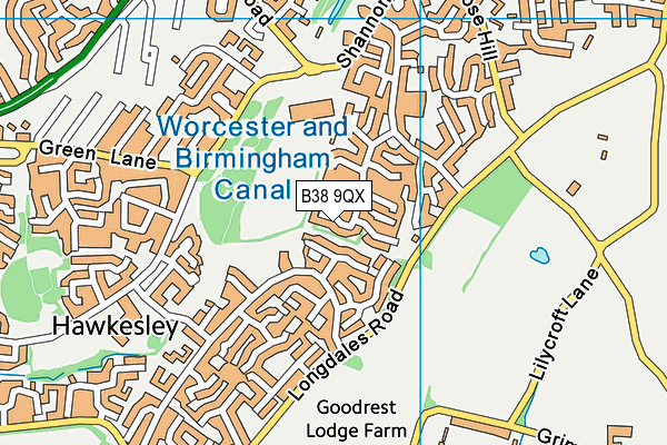 B38 9QX map - OS VectorMap District (Ordnance Survey)