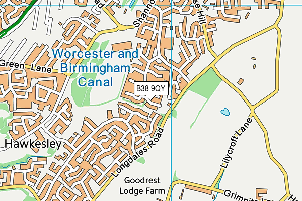 B38 9QY map - OS VectorMap District (Ordnance Survey)