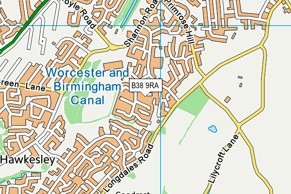 B38 9RA map - OS VectorMap District (Ordnance Survey)