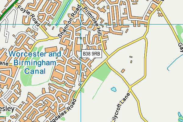 B38 9RB map - OS VectorMap District (Ordnance Survey)