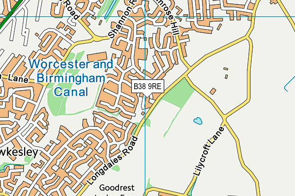 B38 9RE map - OS VectorMap District (Ordnance Survey)