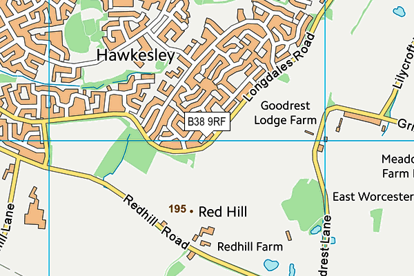 B38 9RF map - OS VectorMap District (Ordnance Survey)