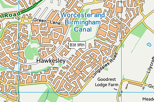 B38 9RH map - OS VectorMap District (Ordnance Survey)