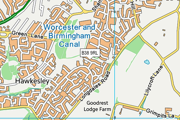 B38 9RL map - OS VectorMap District (Ordnance Survey)