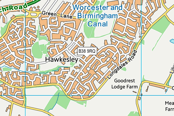 B38 9RQ map - OS VectorMap District (Ordnance Survey)